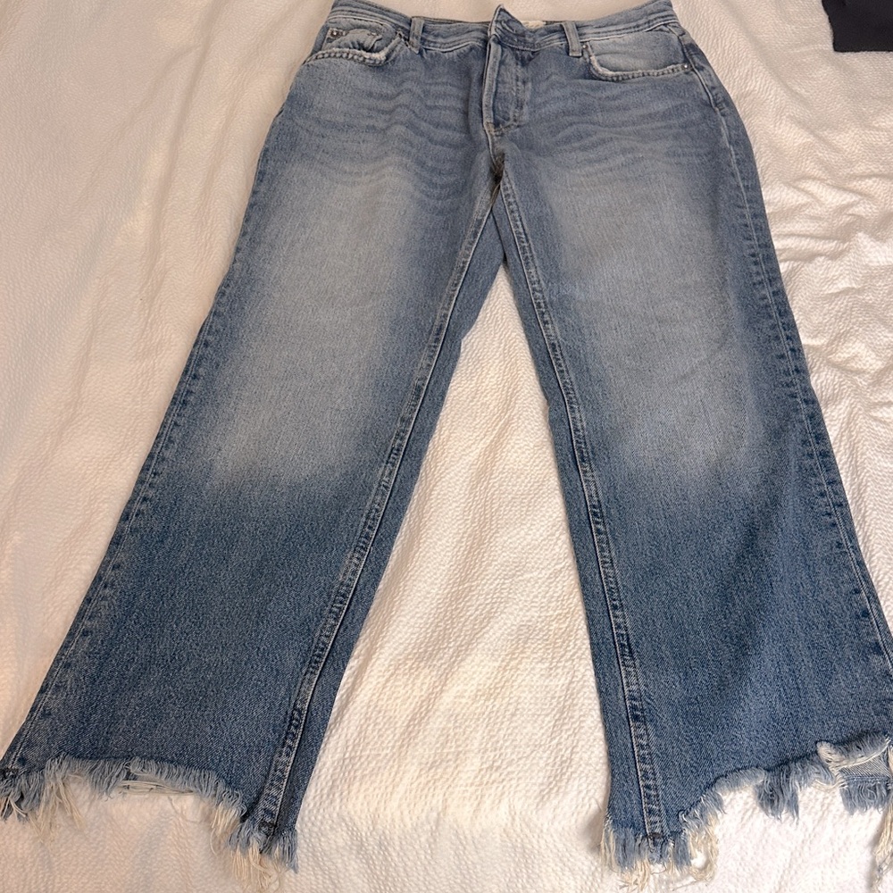 We The Free‎ Light Blue straight leg Jeans with Frayed Hem sz 26